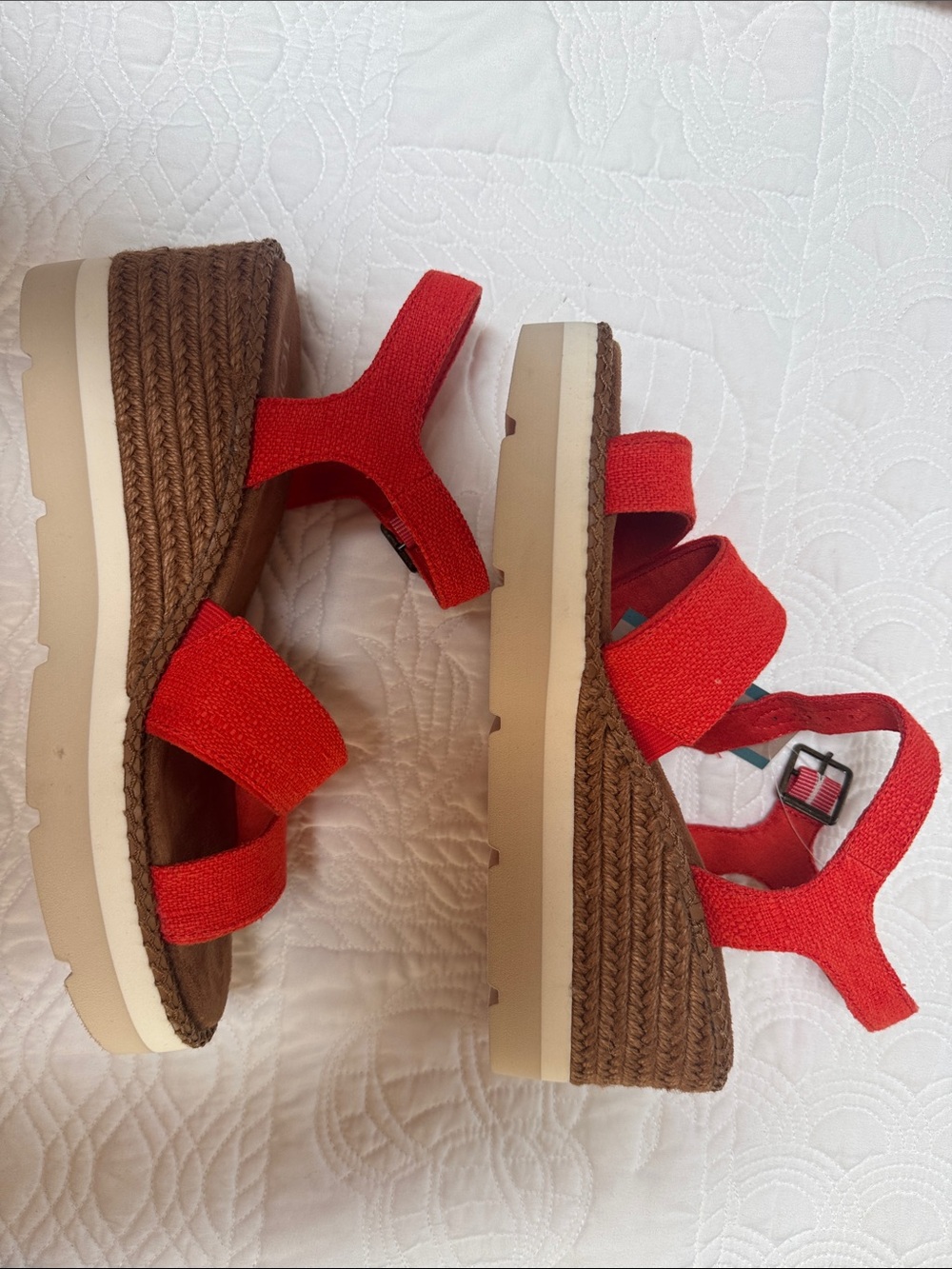 Toms Orange Braided Platform Espadrille Sandals